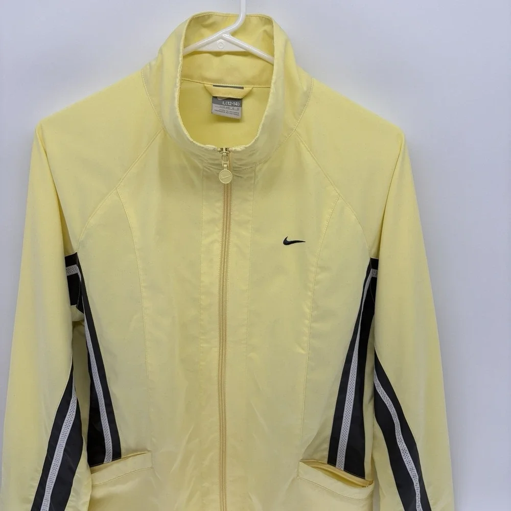 Vintage 90s  Nike Silver Tag Windbreaker Full Zip Yellow Jacket Youth L 12-14